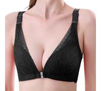 Jmwedia Floral Secrets Comfort Rose Bra,Women's Front Closure Bra Seamless Lace Back Push Up Non Padded Bralette Comfy Plus Size No Wire Bralettes Breathable Underwear