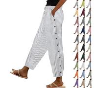 Jmwedia Ladies Joggers,Prime,Elasticated Waist for Summer Lounge Pants Wide Leg Joggers Pant Cropped Trousers Loose Fit Lightweight with Pockets Casual Loose Holiday Beach Pants