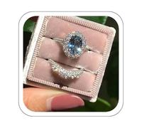 Jmwedia Luxury Ring Set - Today's Deal: Large Diamond Ring, Vintage Design, Gift for Wedding, Valentine's & Mother's Day
