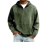 Jmwedia Quarter Zip Men Long Sleeve Casual 1/4 Zipper Sweatshirt Lightweight Mock Neck Sweater Rugby Pullovers Polo Shirts Spring Autumn Streetwear Washed Vintage Hooded Army Green