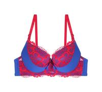 Jmwedia Sexy Lace Bra Padded Plunge Curve-Enhancing Bow Support Bra Womens Padded Cups and Wire-Free Underwear,Thinner-Top, Thicker-Bottom Pads for Plus Size,Adjustable Straps Red