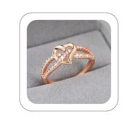 Jmwedia Simple Rose Gold Crossing Love Rings Cubic Rhinestone Rings, Nice Cute Love Rings, Dainty Eternity Promise Wedding Bands Perfect Every Day Ring