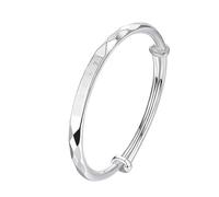 Jmwedia Sterling Silver Bangle Bracelet for Women With Pull Silver-Plated Bracelets For Ladies L-uxury Meaningful L-ucky Cuff-Bracelet for Mum,Mother's Day, Anniversary
