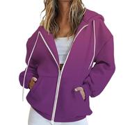 Jmwedia Two-Tone Gradient Zip Up Hoodie Sweatshirt Women Lightweight Long Sleeve Drawstring Tops Casual Fashion Loose Hooded Jackets with Pockets
