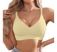 Jmwedia Women's Bras Wireless Jelly Bra for Women UK Seamless Non Wired Soft Support Padded T Shirt Ladies Everyday Bralettes Supportive Wire-Free Comfortable Full-Cup Bras Light Yellow