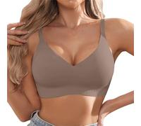 Jmwedia Women's Bras Wireless Jelly Bra for Women UK Seamless Non Wired Soft Support Padded T Shirt Ladies Everyday Bralettes Supportive Wire-Free Comfortable Full-Cup Bras Coffee