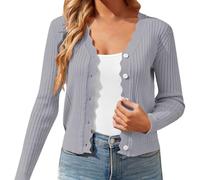 Jmwedia Women's Cardigans for Women UK Women's Blouses & T-Shirts Casual Seamless Crewneck Tops V Neck Oversized Pullover Plain T-Shirts Tunic Fall Winter Ladies Tops White Cardigan Women