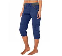 Jmwedia Womens Cropped Cargo Trousers Summer 3/4 Length Walking Joggers Shorts Lightweight Drawstring Elasticated Waist Ladies Capri Outdoor Hiking Work Pants with Pockets Dark Blue