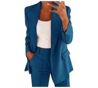 Jmwedia Women's Elegant Business Suit Ladies Casual Button Dressy Blazer Jacket and Elasticated Waist Trousers Set Spring Summer Women Suit for Business Work Office Formal(only Tops), Multicoloured