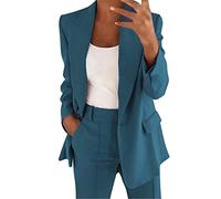 Jmwedia Women's Elegant Business Suit Ladies Casual Button Dressy Blazer Jacket and Elasticated Waist Trousers Set Spring Summer Women Suit for Business Work Office Formal(only Tops), Multicoloured