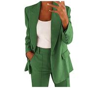 Jmwedia Women's Elegant Business Suit Ladies Casual Button Dressy Blazer Jacket and Elasticated Waist Trousers Set Spring Summer Women Suit for Business Work Office Formal(only Tops), Multicoloured