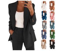 Jmwedia Women's Elegant Business Suit Ladies Casual Button Dressy Blazer Jacket and Elasticated Waist Trousers Set Spring Summer Women Suit for Business Work Office Formal(only Tops), Multicoloured