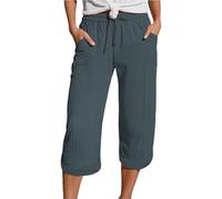Jmwedia Womens Linen Trousers,My Orders,Summer 3/4 Trousers Lightweight with Pockets Causal Loose Fit Elastic Comfortable Fabric Sport Leisure Beach Hiking Capri Holiday Pants Bronze