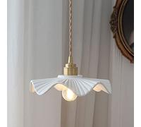 JMWYH Nordic Pendant Lamp White Ceramic Pendant Lamp Shade Single Kitchen Island Lighting Fixture, Modern Copper Dining Table Ceiling Lights