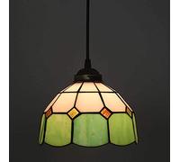 JMWYH Style Mini Pendant Light, 8 Inch Stained Glass Shade Antique Chandelier Mediterranean Kitchen Dining Room Loft Bar Ceiling Hanging Pendant Lamp,E27 (red) Interesting Life (Green)