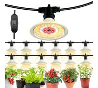 JMXULONG LED Grow Lights Outdoor Waterproof Chain Full Spectrum Plant Grow Light 113M Adjustable Cable 12 Lights