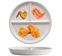 JMYDecor 8'' Perdurable Porcelain Dinner Plates,Divided Plate 3 Compartment Dinnerware Dish Set of 2 for Dinner and Salad, Restaurant, Family Party and Kitchen Use - Round