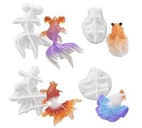 JMZLLRX 4 PCS Koi Fish Silicone Resin Molds, 3D Small Goldfish Silicone Mold, Animal Epoxy Resin Casting Molds for Keychain Pendant Jewelry Making, Candle Soap Clay Crafting Home Decor