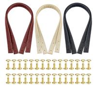 JMZLLRX PU Leather Bag Handles, Leather Replacement Straps Handles for DIY Shoulder Bags Tote Crochet Bag Repair, Bags Making Supplies, 3 Color 23.6’’ Long