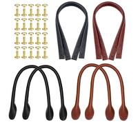 JMZLLRX PU Leather Bag Handles, Leather Replacement Straps Handles for DIY Shoulder Bags Tote Crochet Bag Repair, Bags Making Supplies, Black and Coffee