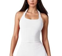 JN JANPRINT Longline Sports Bras for Women Running Top Padded Open Back Seamless Workout Gym Yoga Crop Top White