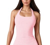 JN JANPRINT Longline Sports Bras for Women Running Top Padded Open Back Seamless Workout Gym Yoga Crop Top Pink