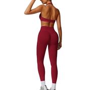 JN JANPRINT Seamless Gym Sets for Women 2 Piece Halter Backless Sports Bras Hidden Scrunch Leggings Yoga Outfits Workout Tracksuit