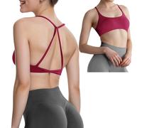 JN JANPRINT Strappy Sports Bras Backless Gym Bra Medium Support Removable Padded Criss Cross Yoga Crop Top