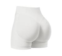 JN JANPRINT Womens Impact Gym Cycling Shorts Hidden Scrunch Bum Butt Lifting High Waisted 4.5" Seamless Booty Shorts White