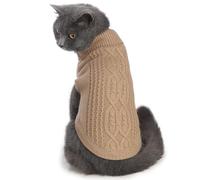 Jnancun Cat Sweater Keep Your Pets Cozy, 16 Color Turtleneck Knitted Sleeveless Cat Clothes, Winter Outfits for Cats & Small Dogs During Cold Seasons (Khaki, X-Small)