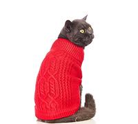 Jnancun Cat Sweater Keep Your Pets Cozy, 16 Color Turtleneck Knitted Sleeveless Cat Clothes, Winter Outfits for Cats & Small Dogs During Cold Seasons (Red, Small)