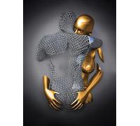 JNAOZI 3D Metal Figure - Lovers Statue Canvas Love Hug, Poster, Eine A look abstract, Frameless (60x90cm,1 piece per package)