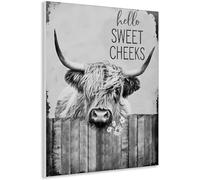 JNAOZI Funny Animals Wall Decor,Dog Giraffe Lion Reading Newspaper Mural,Highland Cow Canvas Wall Art Painting,No Frame (Highland Cow,1Pcs-40x60cm)…