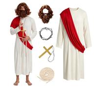 JNAOZI Jesus Costume,Biblical Robe Costume Priest Outfit | Biblical Robe Costume Jesus Costume With Crown of Thorns Adult Fancy Dress For Halloween Dress Up Party
