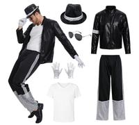 JNAOZI king of pop musician costume adults,pop star costume | Pop Star Costume Accessories.Halloween Costumes Men For Carnivals,And 80s-Themed Parties