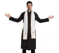 JNAOZI Priest Costume, Vicar Outfit Costume For Men | Vicar Costume Priest Outfit,Exorcist Costume Men's Halloween For Cosplay Themed Parties