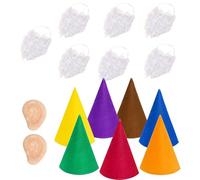 JNAWA 15 Pieces Gnome Costume Sets Elf Hat Fake Beard Fake Ears Seven Dwarf Fancy Dress Costumes for Halloween Christmas Costume Party Accessories