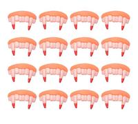 JNAWA 16 Pieces Halloween Vampire Teeth Denture Teeth with Bloody Fangs Horror Fake Teeth Braces for Adult Halloween Costume Play Party