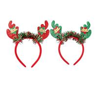 JNAWA 2Pieces Christmas Reindeer Antlers Headband Novelty Antlers Hair Band with Star Colored Sequins Hair Accessories for Holiday Party Dress Up
