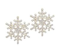 JNAWA 2Pieces Snowflake Brooch Christmas Crystal Brooch Bridal Brooch Pins Crystal Xmas Chest Pin for Xmas Gift Party Decoration (Gold)