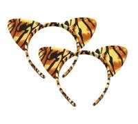 JNAWA 2Pieces Tiger Headband Cute Furry Headband Halloween Headwear Animal Party Costume Hair Accessories for World Book Day Role Play Party Favor