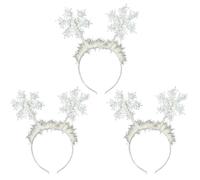 JNAWA 3Pieces Snowflake Headband Charming Girls Hair Bands White Headdress Xmas Party Hair Accessories for Party Banquet