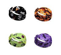JNAWA 4 Pieces Halloween Turban Headband Ghost Evil Pumpkin Black Cat Bat Wide Knotted Headband Yoga Hair Scarfs for Halloween Dress Up Costume Cosplay Party Supplies