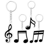 JNAWA 4Pcs Music Note Keychains PVC Clef Key Ring for Songs Lovers Party Favors Musicals Theme Decorations Christmas Karaoke Supplies