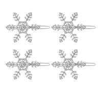 JNAWA 4Pieces Snowflake Hair Clips Silver Xmas Shiny Hair Decoration Headwear Alloy Bobby Pins Hair Decoration Styling Tools for Women Girls Hair Accessories