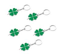 JNAWA 5 Pieces St.Patrick Day Green Shamrock Keyring Lucky Four Leaf Clover Key Chain Sparkling Charm Keyring Irish Style Accessories for St Patrick's Day Costume