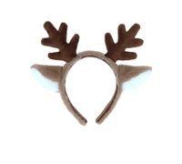 JNAWA Reindeer Antlers Halloween Headband Soft Hair Hoop Cute Animal Accessories Brown Elastic Headwear for Kids Adult Cosplay Party