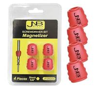 JNB Pro 2 PC Screw Driver Magnetizer & Demagnetizer, Bit Magnetizer Ring, Magnetic Holder, Compatible with 1/4'' Shaft, Red, 1/4 Inch, Flat, Phillips, Hex