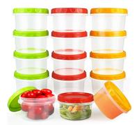 JNBGTU 15Pcs 250ml/8oz Small Plastic Food Container with Lids, Mini Snack Containers Snack Pots, Reusable Deli Containers Food Storage Jars, Dishwasher & Microwave & Freezer Safe
