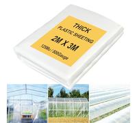 JNBGTU Plastic Sheeting Heavy Duty Polythene Sheeting, Thick Large Clear Plastic Dust Waterproof Sheets, Garden Grow PE Cover Sheets for Gardening Insulation Building Rubble Protection (Clear 2X3M)